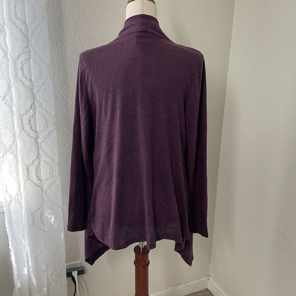 Bobeau Womens Purple Open Cardigan Small NWT Draped Front Asymmetrical Soft - Picture 3 of 8